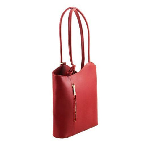 Patty - Saffiano leather convertible backpack shoulderbag